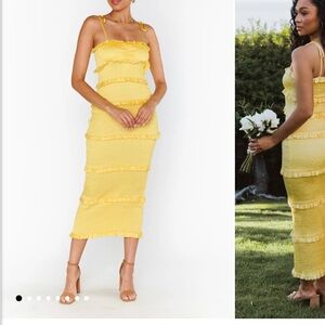Show Me Your MuMu Sunny Yellow Midi Dress